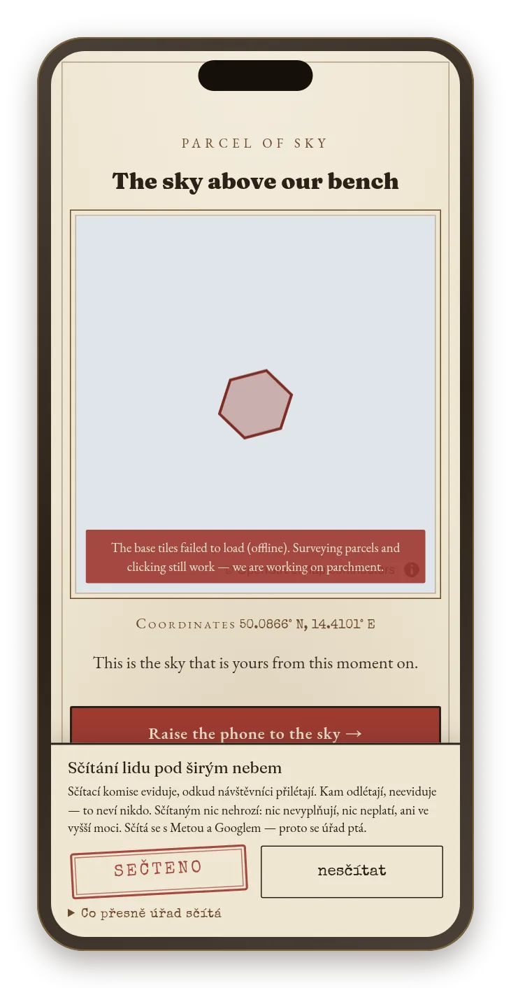 The ceremony on a phone, third act: a map with the parcel highlighted.